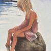 Watercolor Print by John Carlson: "Girl on a Rock"